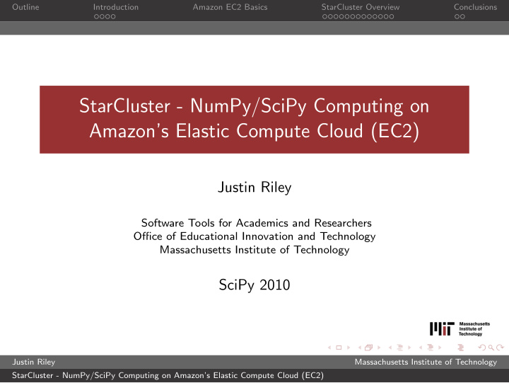starcluster numpy scipy computing on amazon s elastic