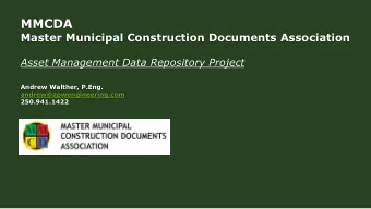 MMCDA  Master Municipal Construction Documents Association Asset Management Data Repository Project