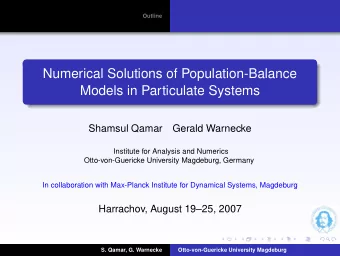 Numerical Solutions of Population-Balance  Models in Particulate Systems  Shamsul Qamar  Gerald