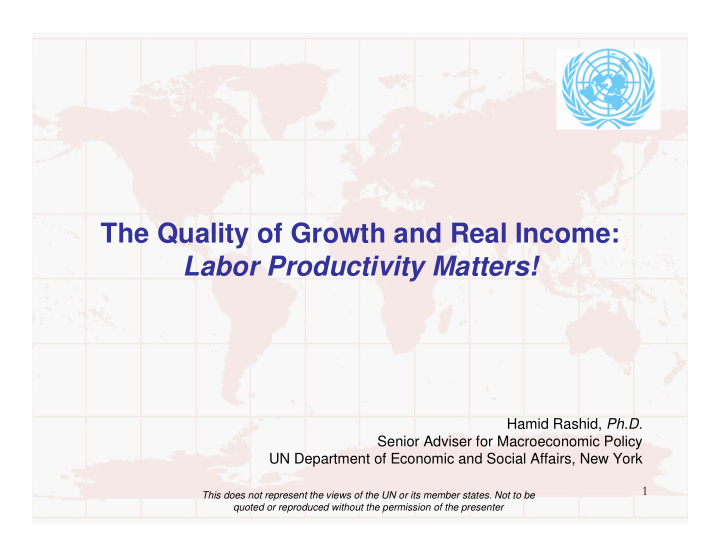 the quality of growth and real income labor productivity