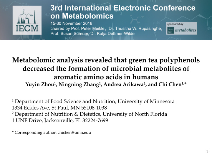 metabolomic analysis revealed that green tea polyphenols
