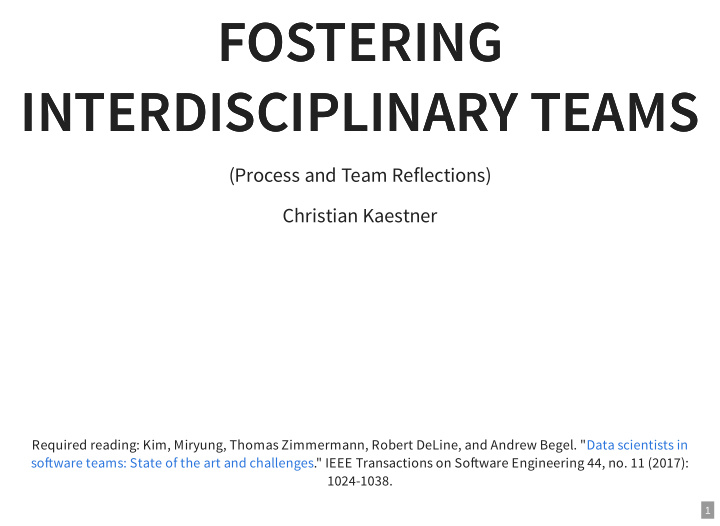 fostering fostering interdisciplinary teams