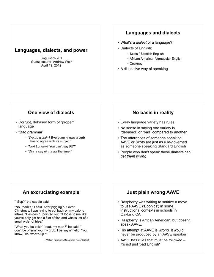 languages and dialects what s a dialect of a language