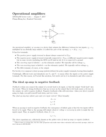 Operational amplifiers ENGR 40M lecture notes  August 7, 2017  Chuan-Zheng Lee, Stanford