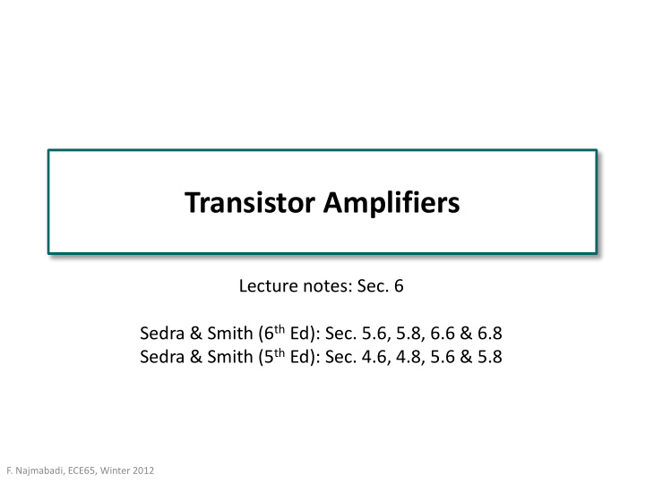 transistor amplifiers