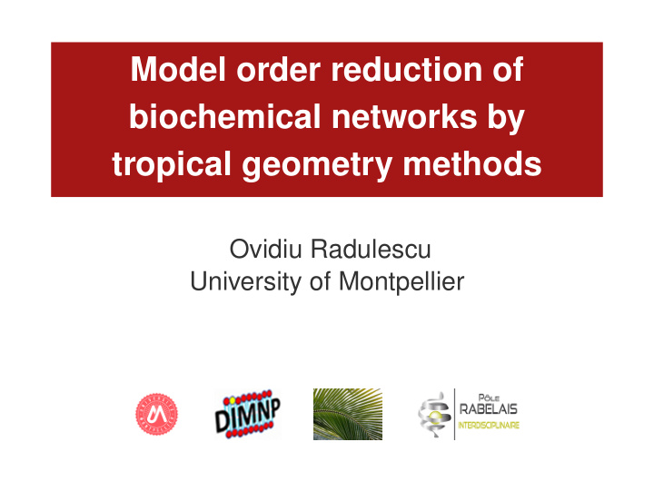model order reduction of biochemical networks by tropical