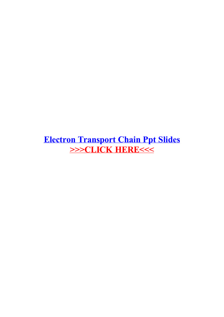 electron transport chain ppt slides