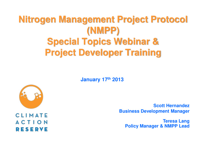 nitrogen management project protocol nmpp special topics