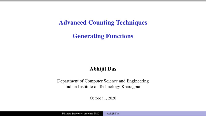 advanced counting techniques generating functions