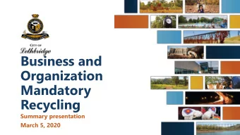 Organization  Mandatory  Recycling  Summary presentation  March 5, 2020  Background, Guidance
