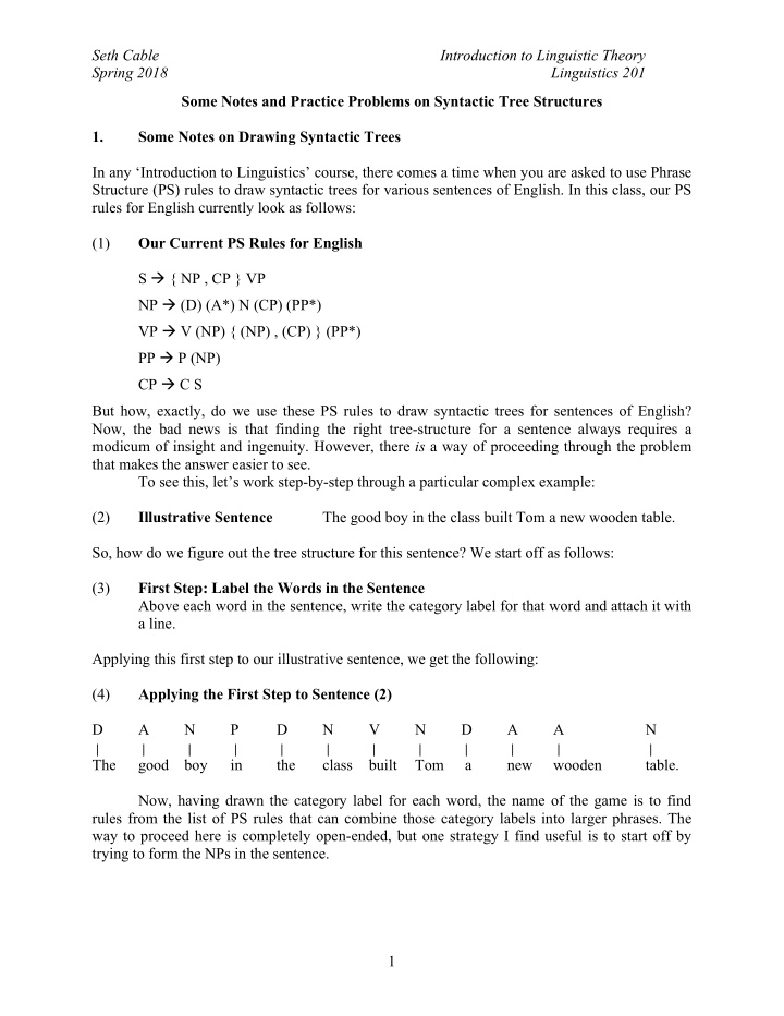 seth cable introduction to linguistic theory spring 2018