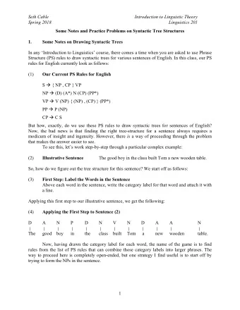 Seth Cable  Introduction to Linguistic Theory  Spring 2018 Linguistics 201 Some Notes and Practice