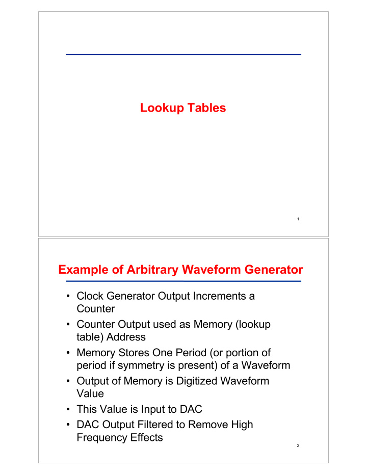 lookup tables