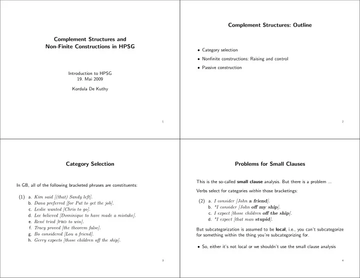 complement structures outline complement structures and
