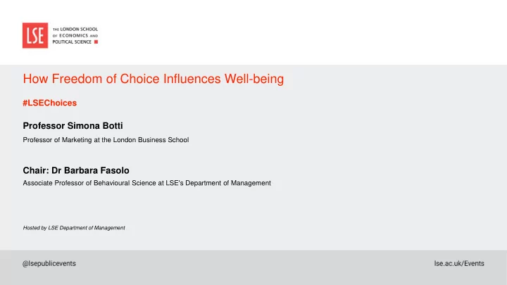 how freedom of choice influences well being