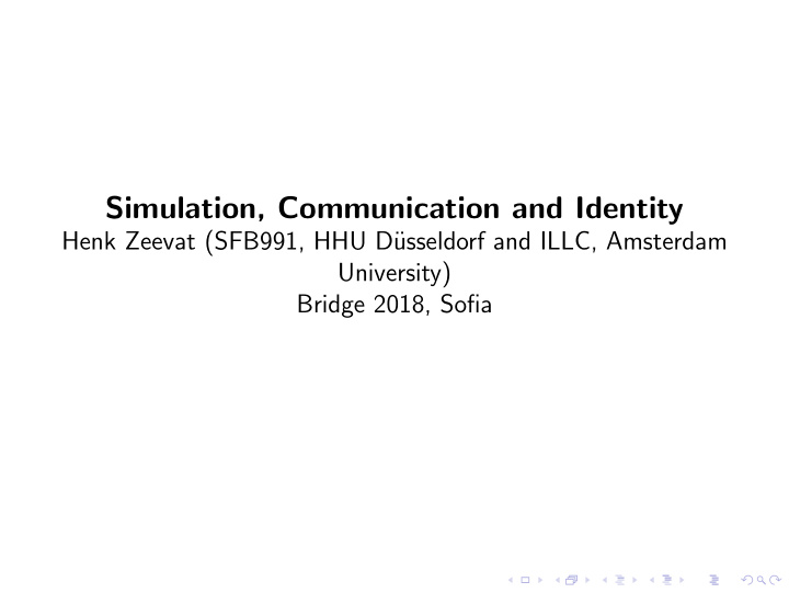 simulation communication and identity