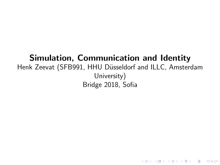 simulation communication and identity