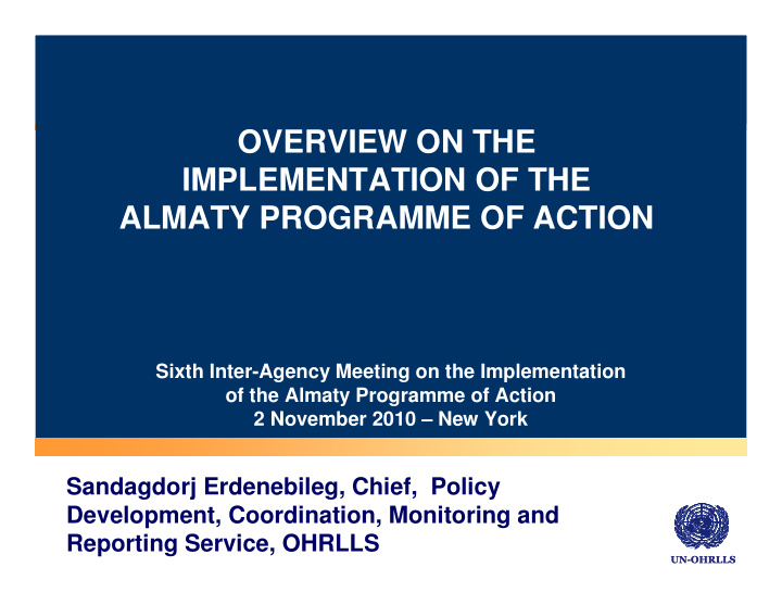 overview on the implementation of the almaty programme of