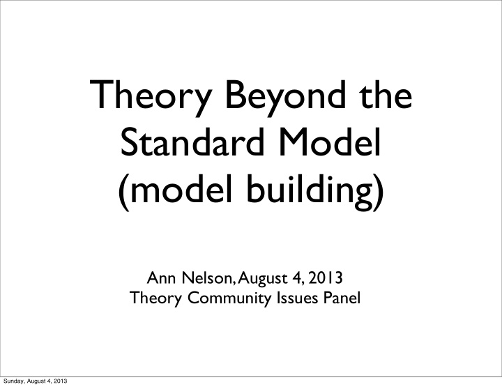 theory beyond the standard model model building