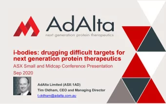 i-bodies: drugging difficult targets for  next generation protein therapeutics  ASX Small and
