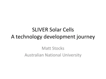 A technology development journey  Matt Stocks  Australian National University  Who am I?