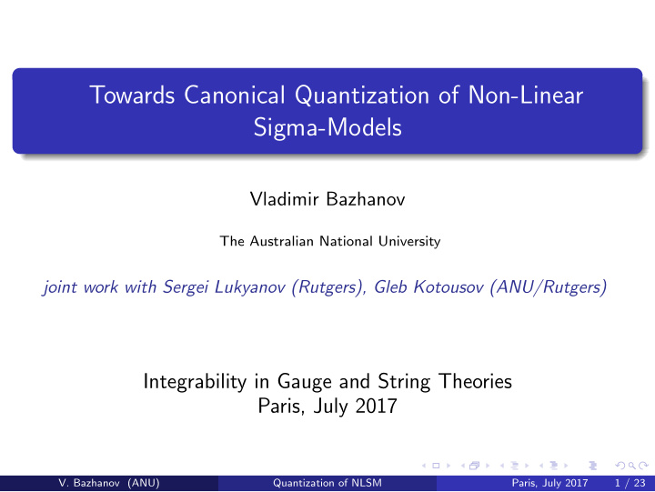 towards canonical quantization of non linear sigma models