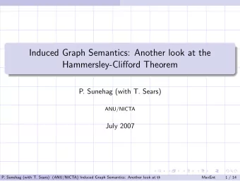 Induced Graph Semantics: Another look at the  Hammersley-Clifford Theorem  P. Sunehag (with T.