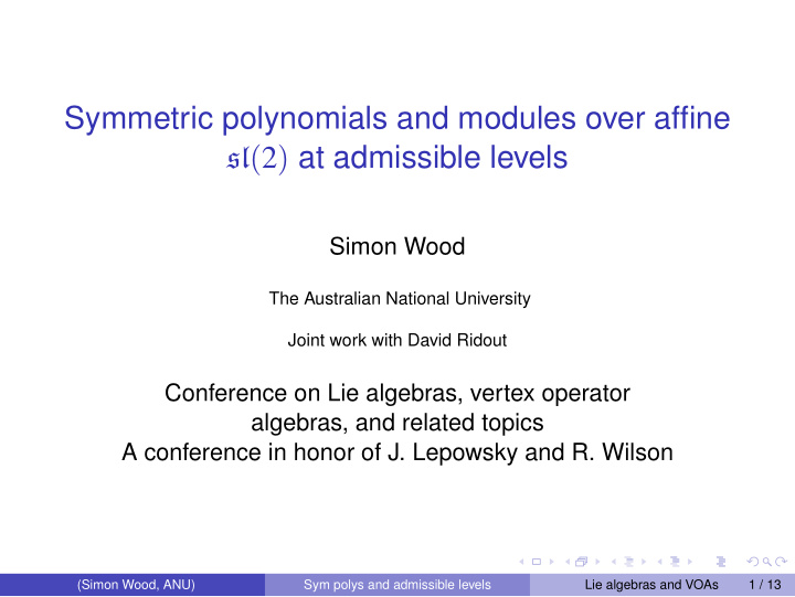 symmetric polynomials and modules over affine sl 2 at