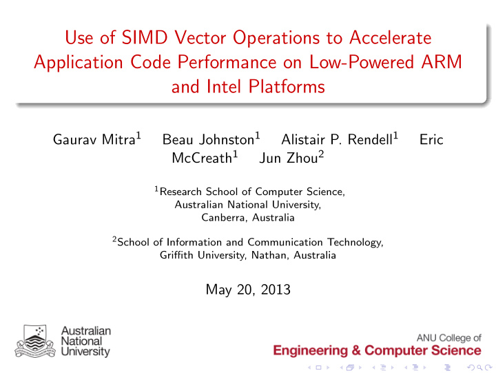 use of simd vector operations to accelerate application