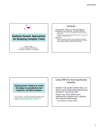 Systems Genetic Approaches  Genomics and Systems Biology   Application  for Studying Complex