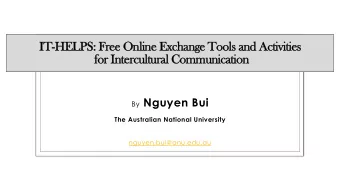 IT-H  IT-HELPS: F  ELPS: Free Online Exchange Tools and A  ree Online Exchange Tools and Activities
