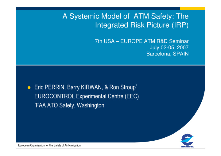 a systemic model of atm safety the integrated risk