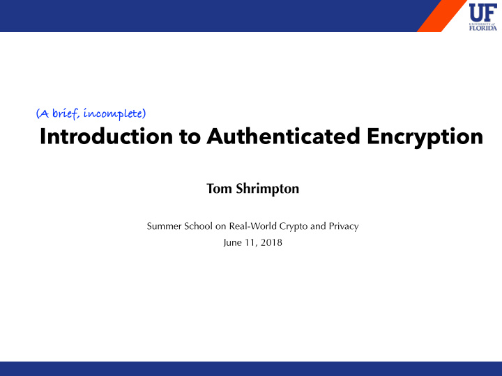 introduction to authenticated encryption