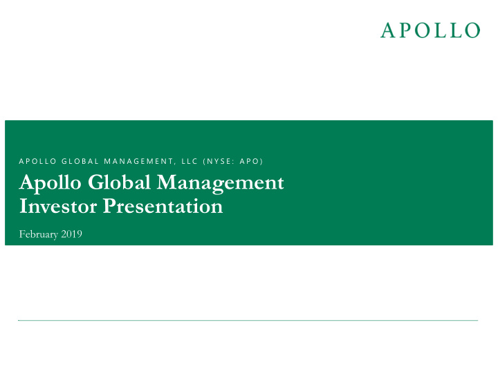 apollo global management investor presentation