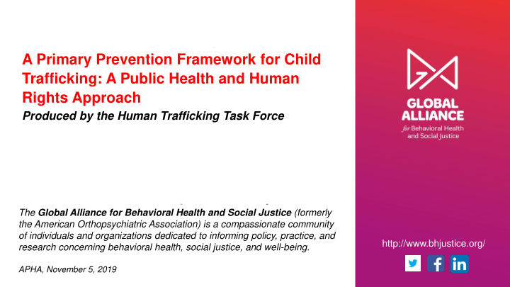 a primary prevention framework for child trafficking a