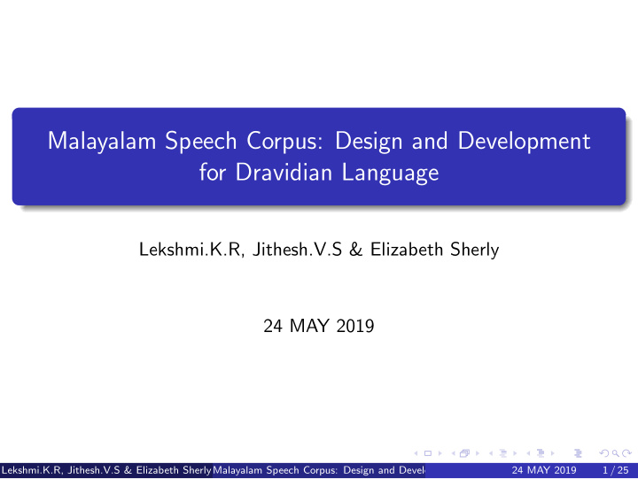 malayalam speech corpus design and development for