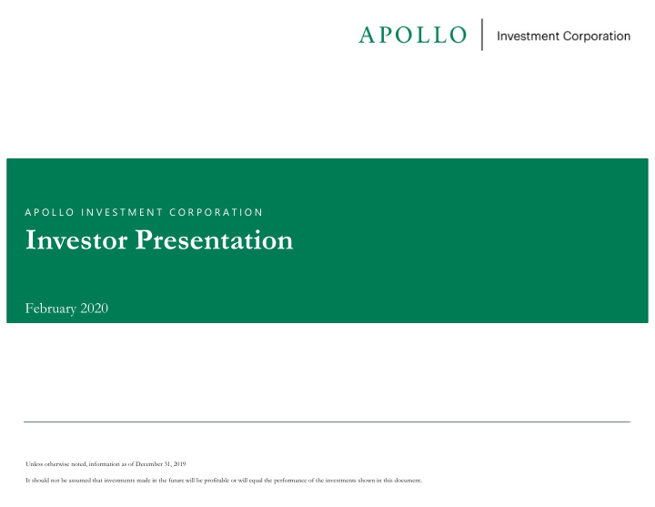 investor presentation