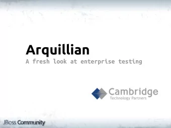 Arquillian  A fresh look at enterprise testing  [bmajsak@jug-bern ~]$ whoami  twitter: @majson