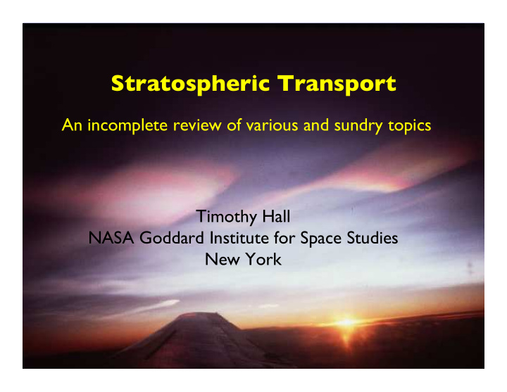 stratospheric transport
