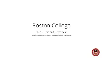 Boston College  Procurement Services  Accounts Payable | Strategic Sourcing | Purchasing | P-card |