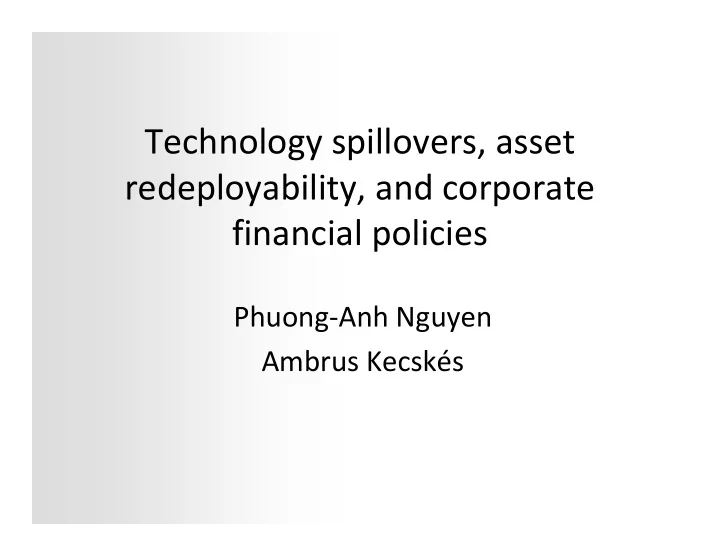 technology spillovers asset redeployability and corporate