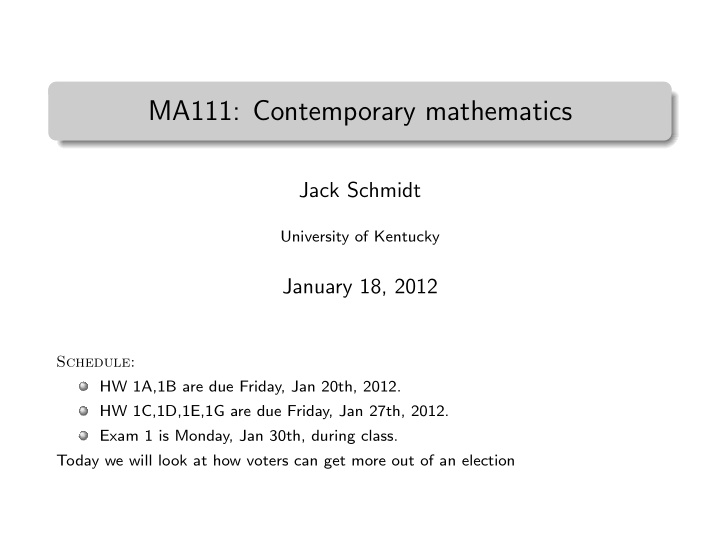 ma111 contemporary mathematics