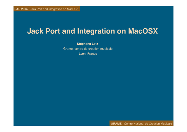 jack port and integration on macosx