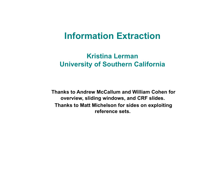 information extraction