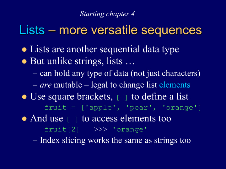 lists more versatile sequences