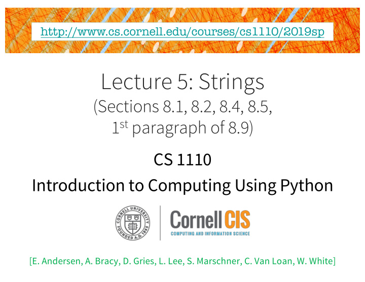 lecture 5 strings