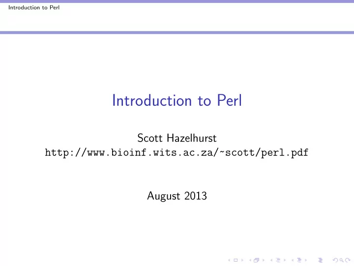 introduction to perl