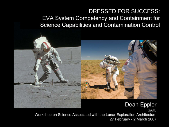 dressed for success eva system competency and containment