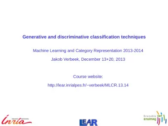 Generative and discriminative classification techniques  Machine Learning and Category