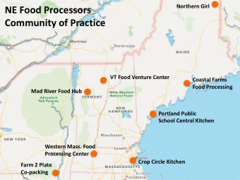 NE Food Processors  Community of Practice  VT Food Venture Center  Coastal Farms  Food Processing